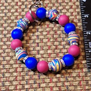 Handcrafted Homemade Artisan Silicone Bead Keychain Bracelet Wristlet